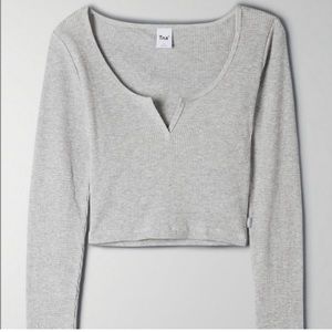 Aritzia TNA Waffle Scoopneck Notch Long Sleeve